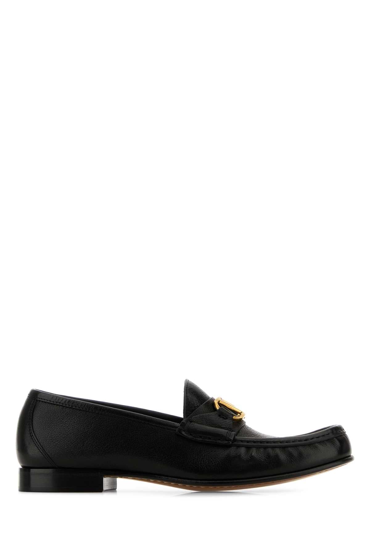 Valentino Garavani Women Black Leather Vlogo Loafers by Luosophy