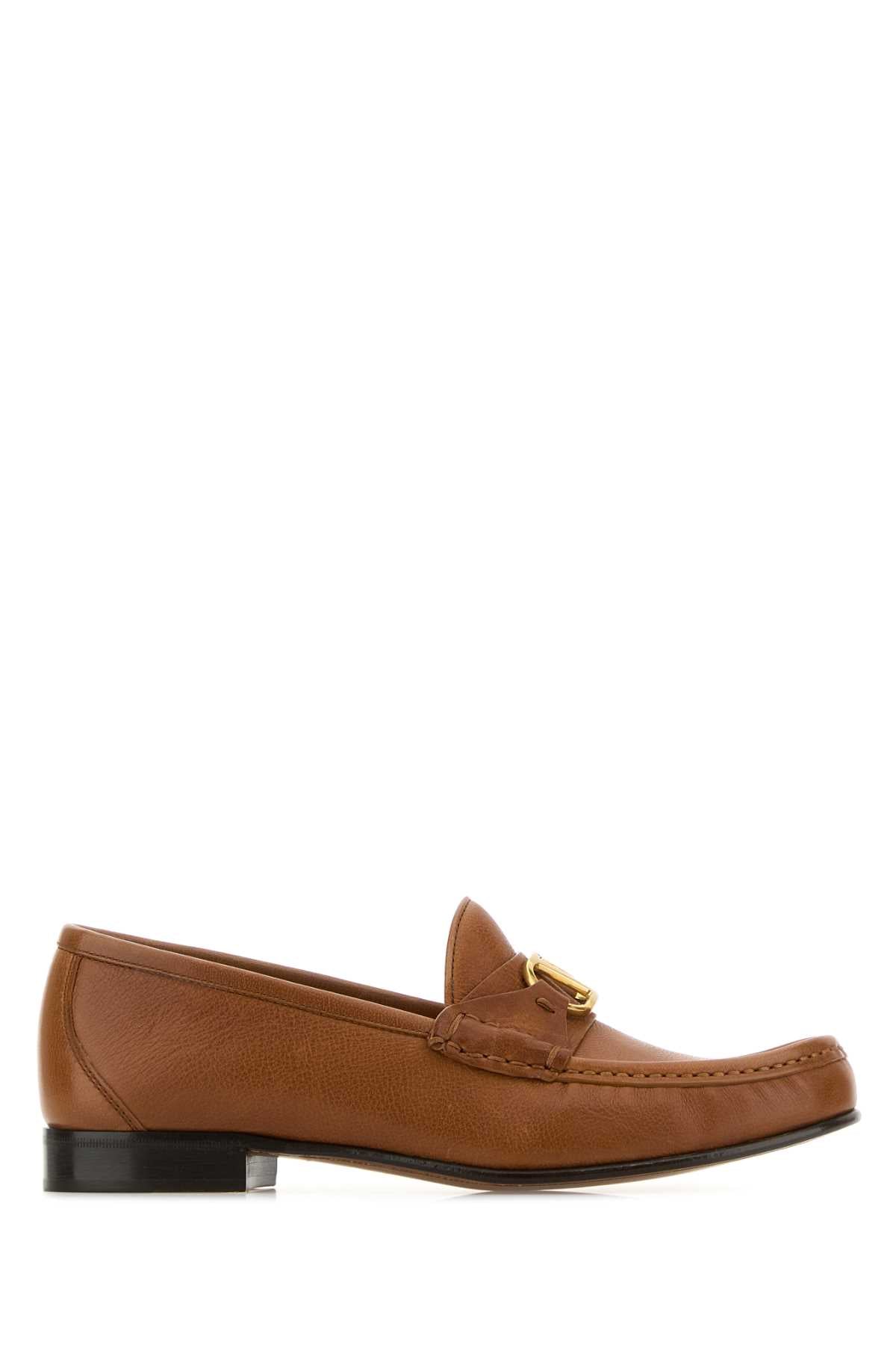Valentino Garavani Women Brown Leather Vlogo Loafers DestGlow