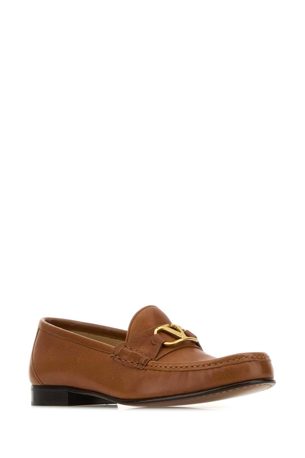 Valentino Garavani Women Brown Leather Vlogo Loafers DestGlow