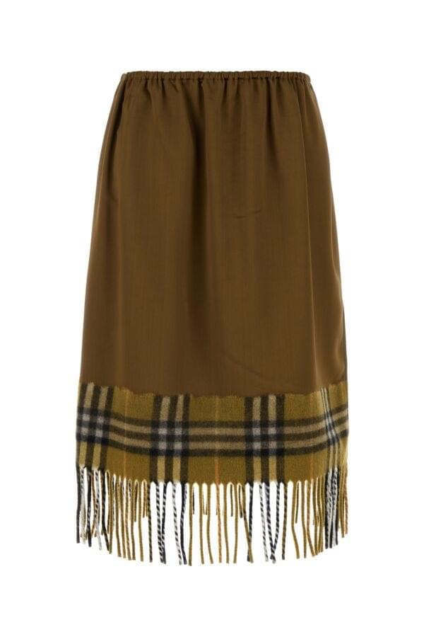 Burberry Women Biscuit Satin Skirt DestGlow