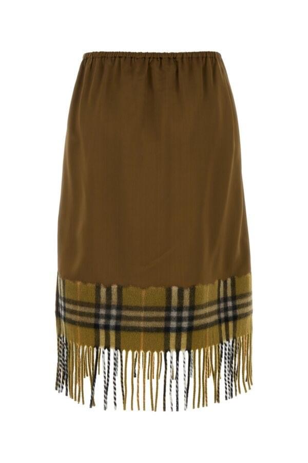Burberry Women Biscuit Satin Skirt DestGlow