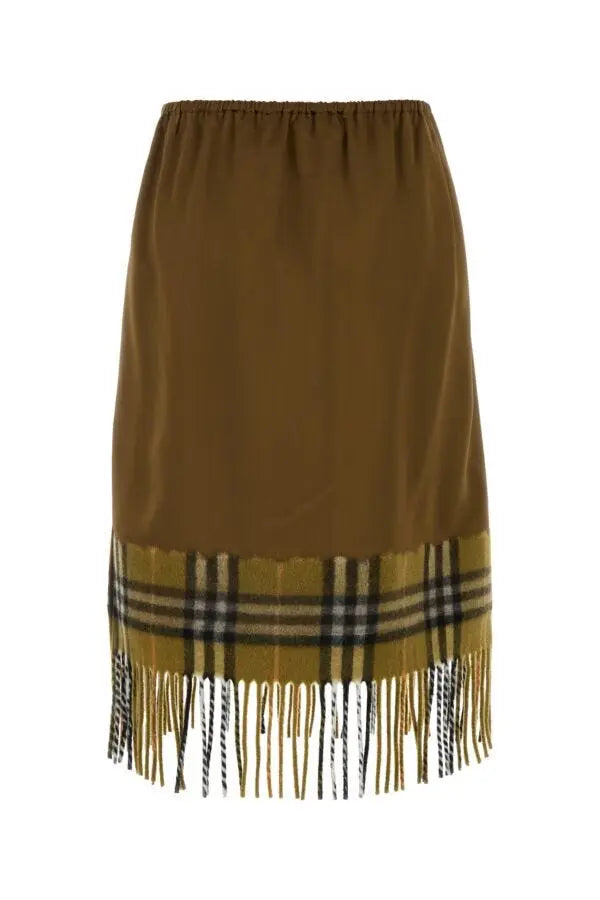 Burberry Women Biscuit Satin Skirt