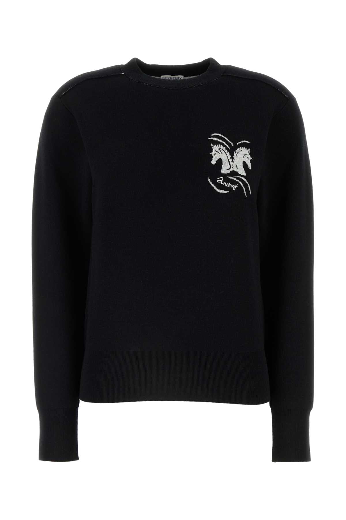 Burberry Women Black Stretch Wool Blend Sweater DestGlow