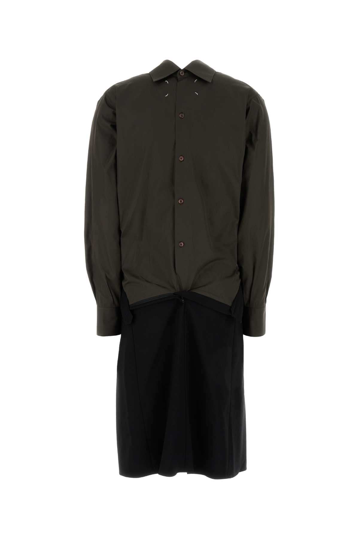 Maison Margiela Women Two-Tone Poplin And Wool Shirt Dress DestGlow