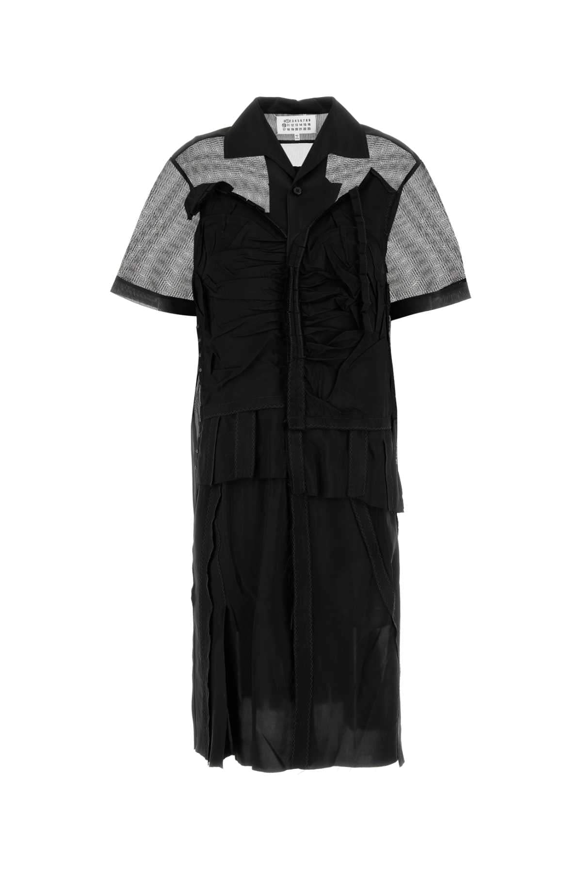 Maison Margiela Women Black Mesh Shirt Dress DestGlow