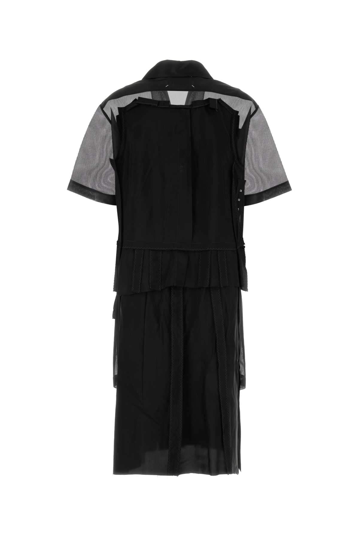 Maison Margiela Women Black Mesh Shirt Dress DestGlow