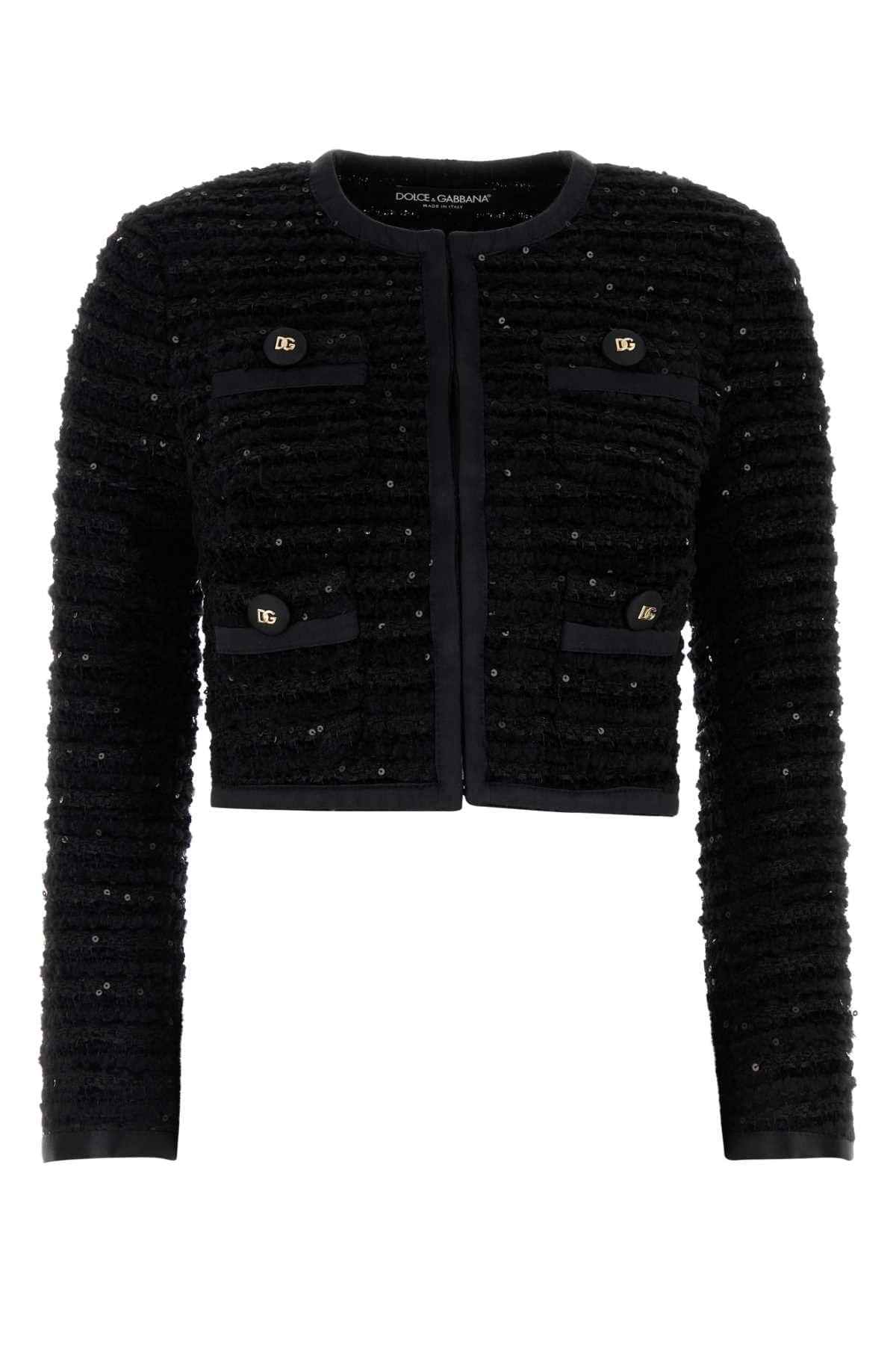 Dolce & Gabbana Women Black Tweed Blazer DestGlow
