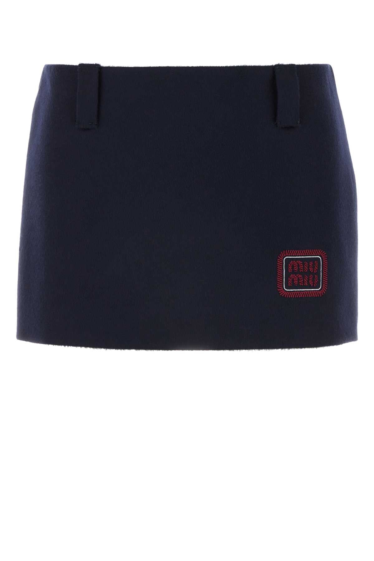 Miu miu women midnight blue wool blend mini skirt DestGlow
