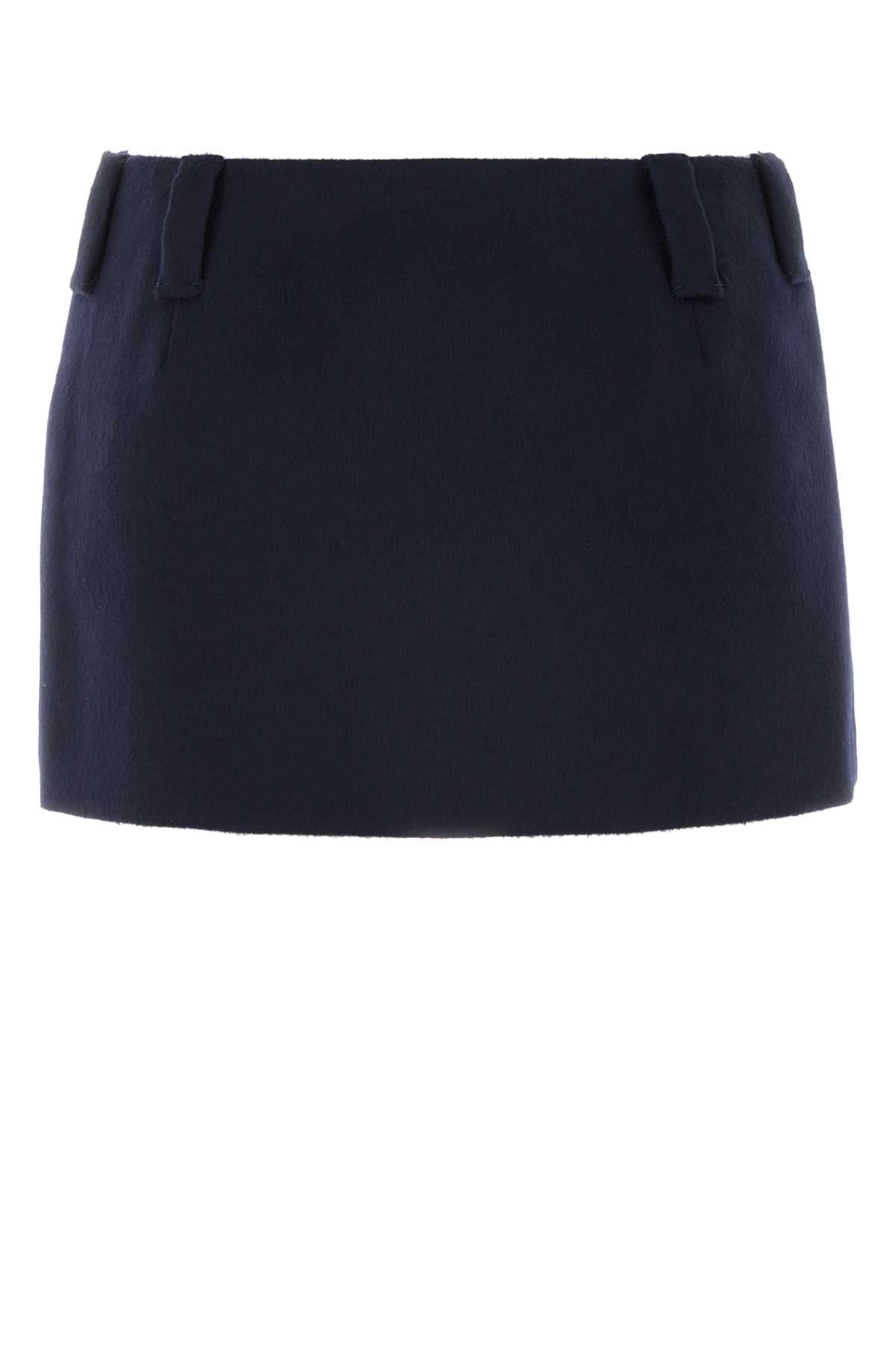 Miu miu women midnight blue wool blend mini skirt DestGlow