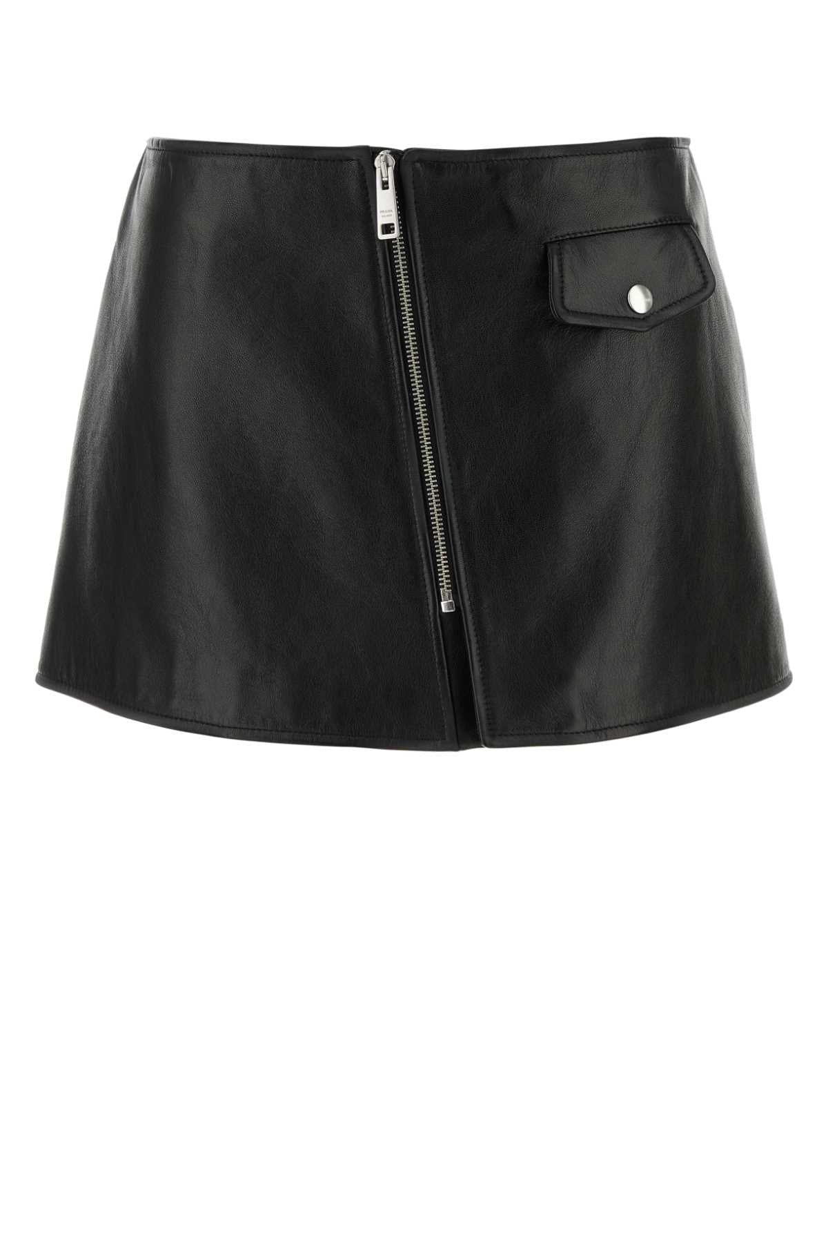 Prada Women Black Leather Mini Skirt DestGlow