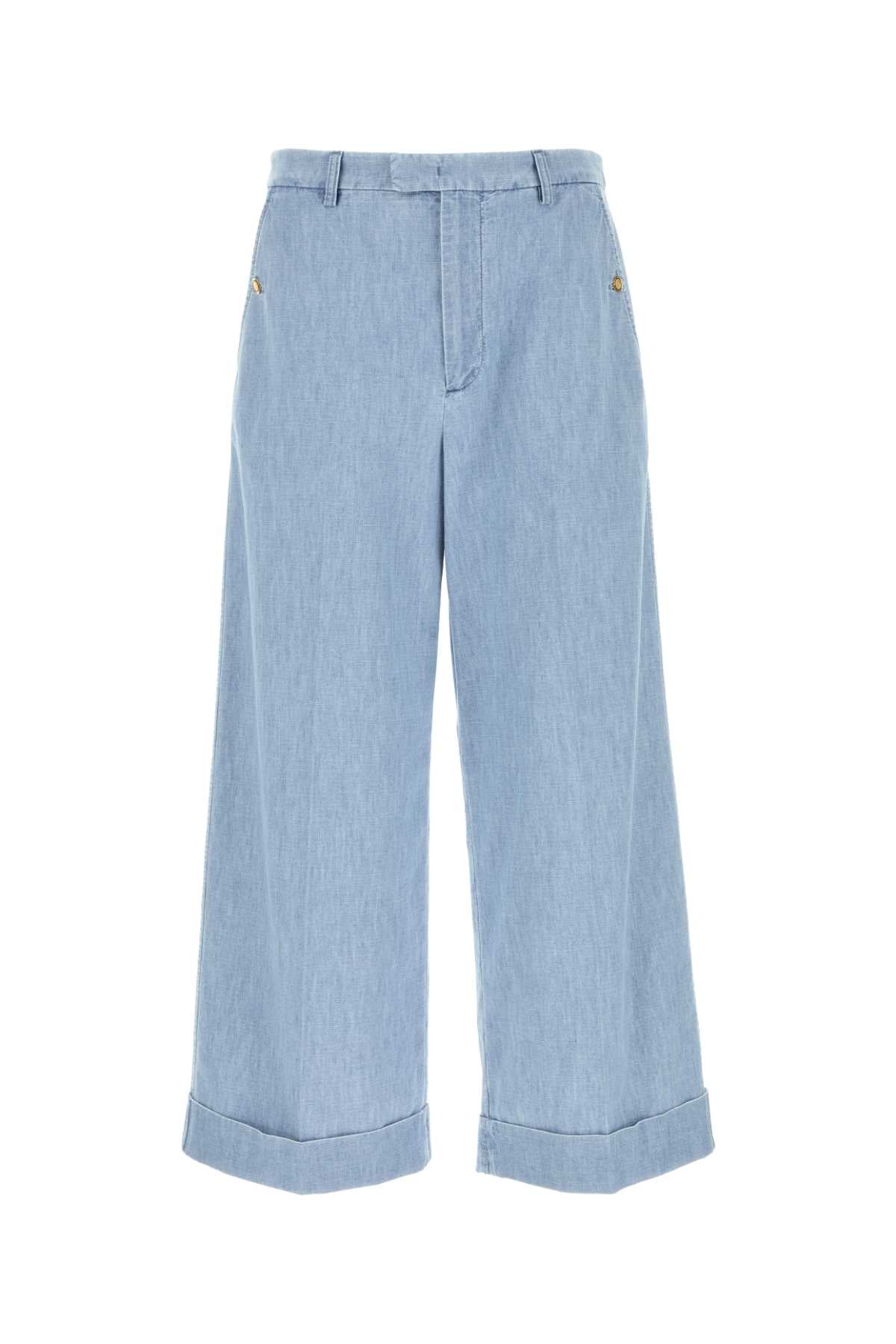 Valentino Garavani Men Light Blue Denim Wide-Leg Jeans DestGlow