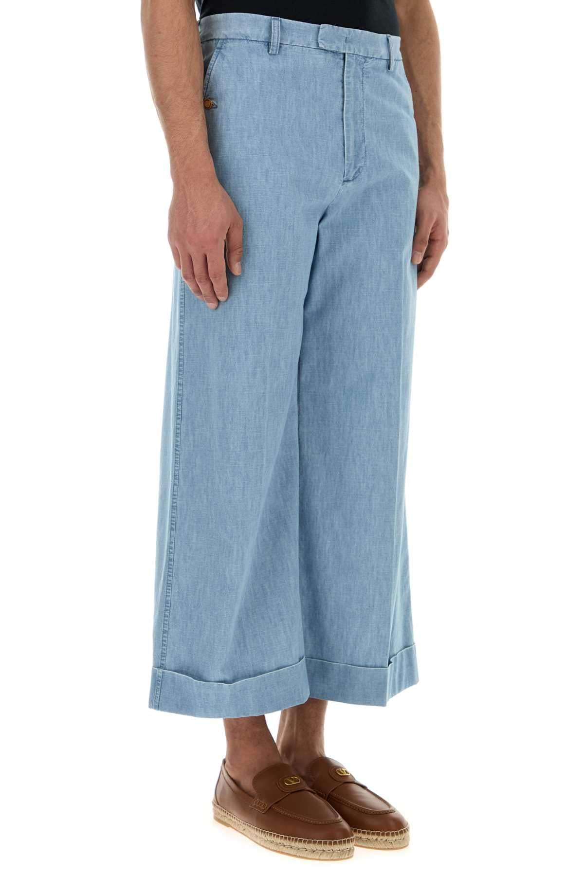Valentino Garavani Men Light Blue Denim Wide-Leg Jeans DestGlow