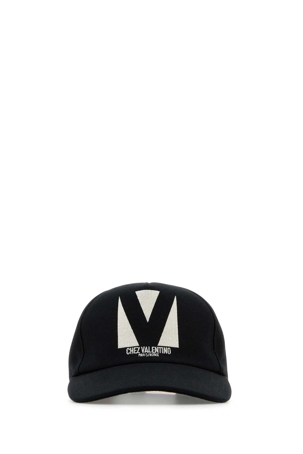 Valentino Garavani Men Black Cotton Baseball Cap DestGlow