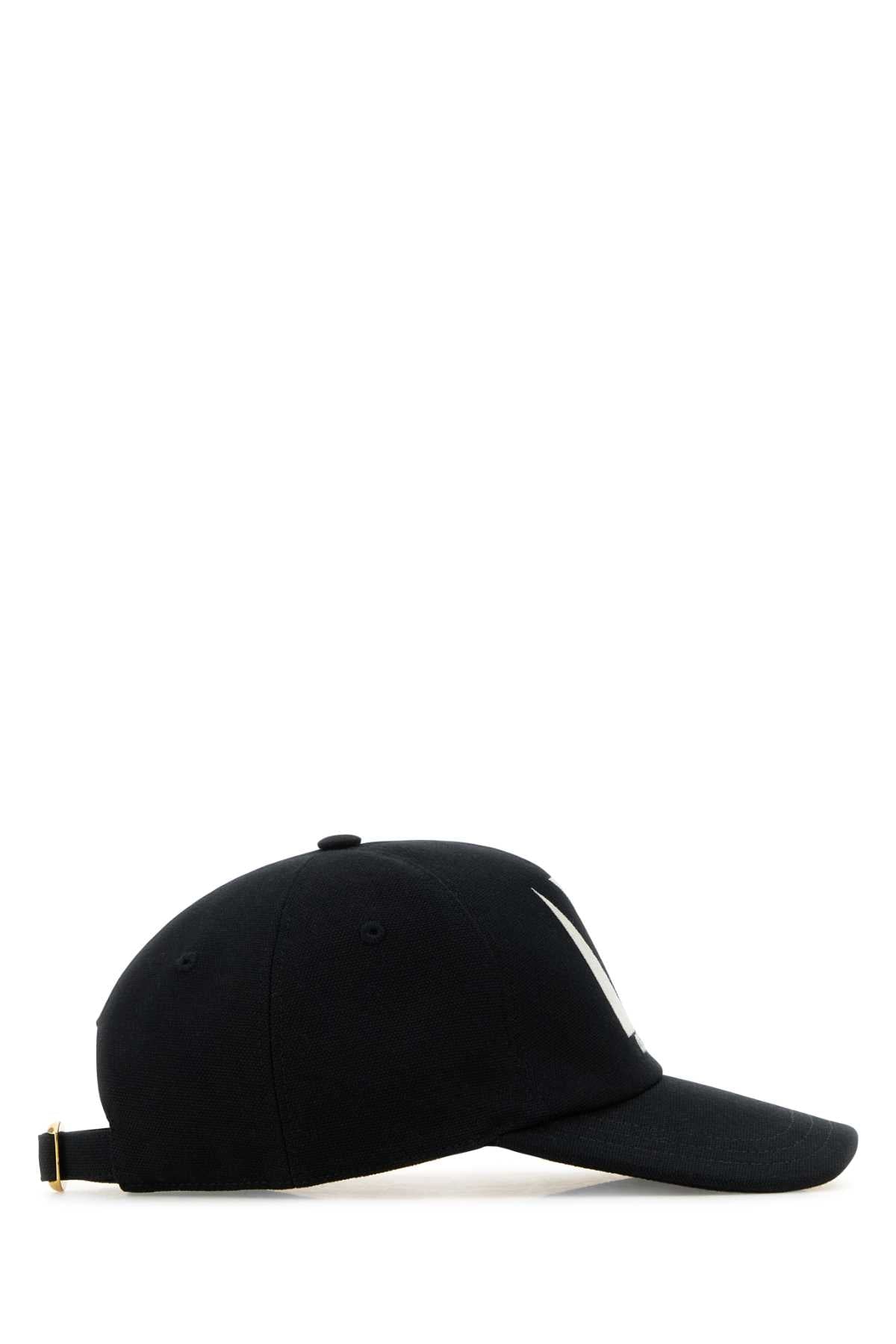 Valentino Garavani Men Black Cotton Baseball Cap DestGlow