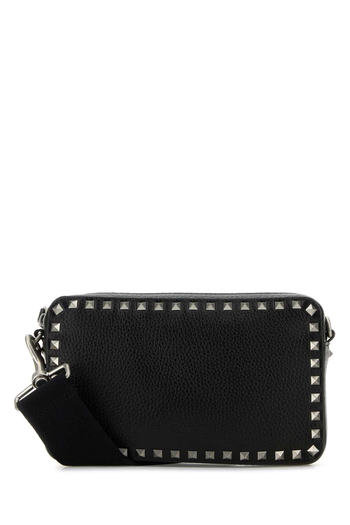Valentino Garavani Men Black Leather Rockstud Crossbody Bag DestGlow