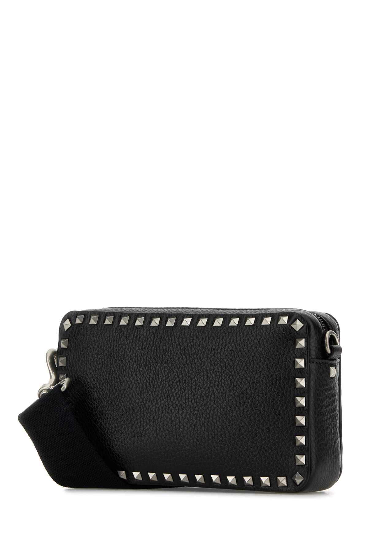 Valentino Garavani Men Black Leather Rockstud Crossbody Bag DestGlow