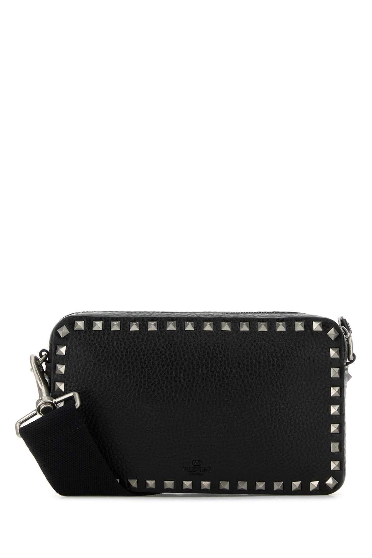 Valentino Garavani Men Black Leather Rockstud Crossbody Bag DestGlow