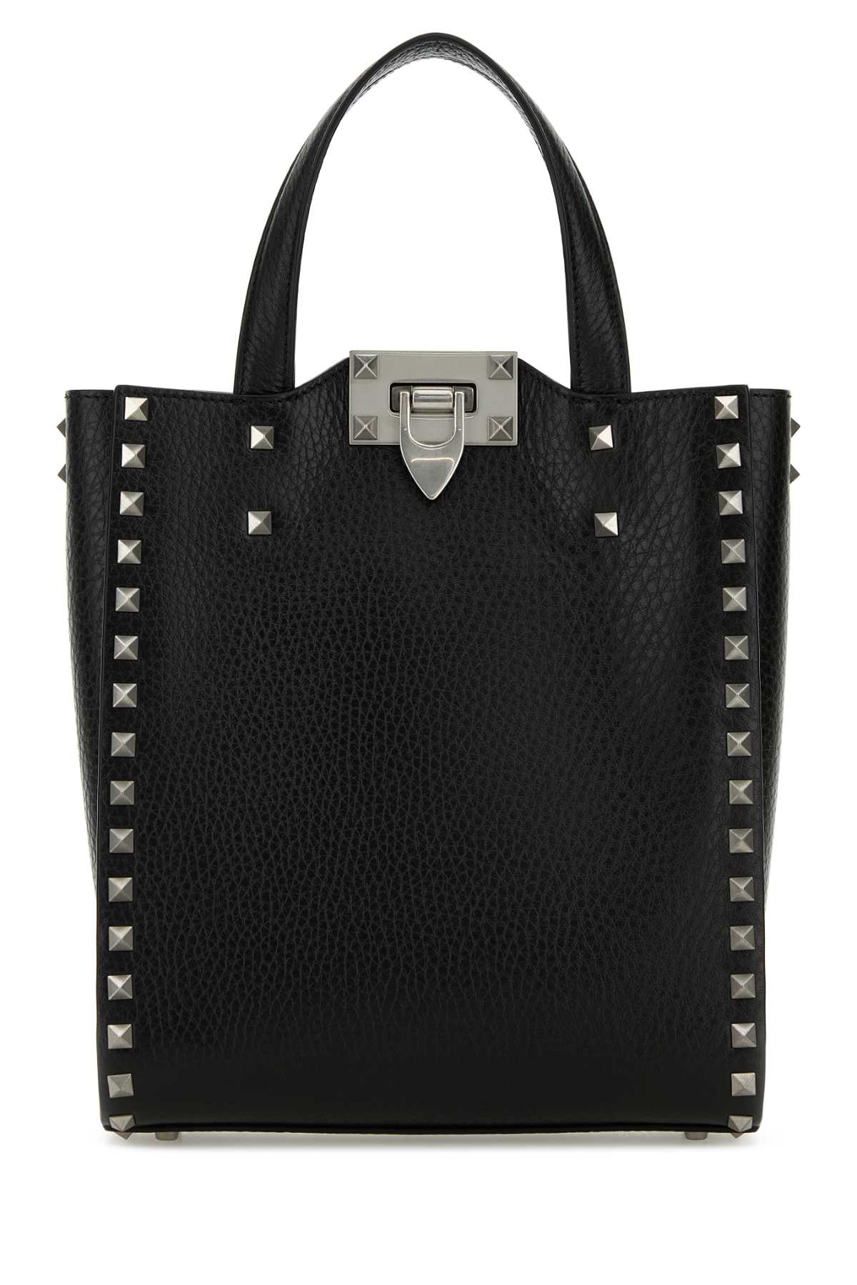 Valentino Garavani Men Black Leather Rockstud Handbag