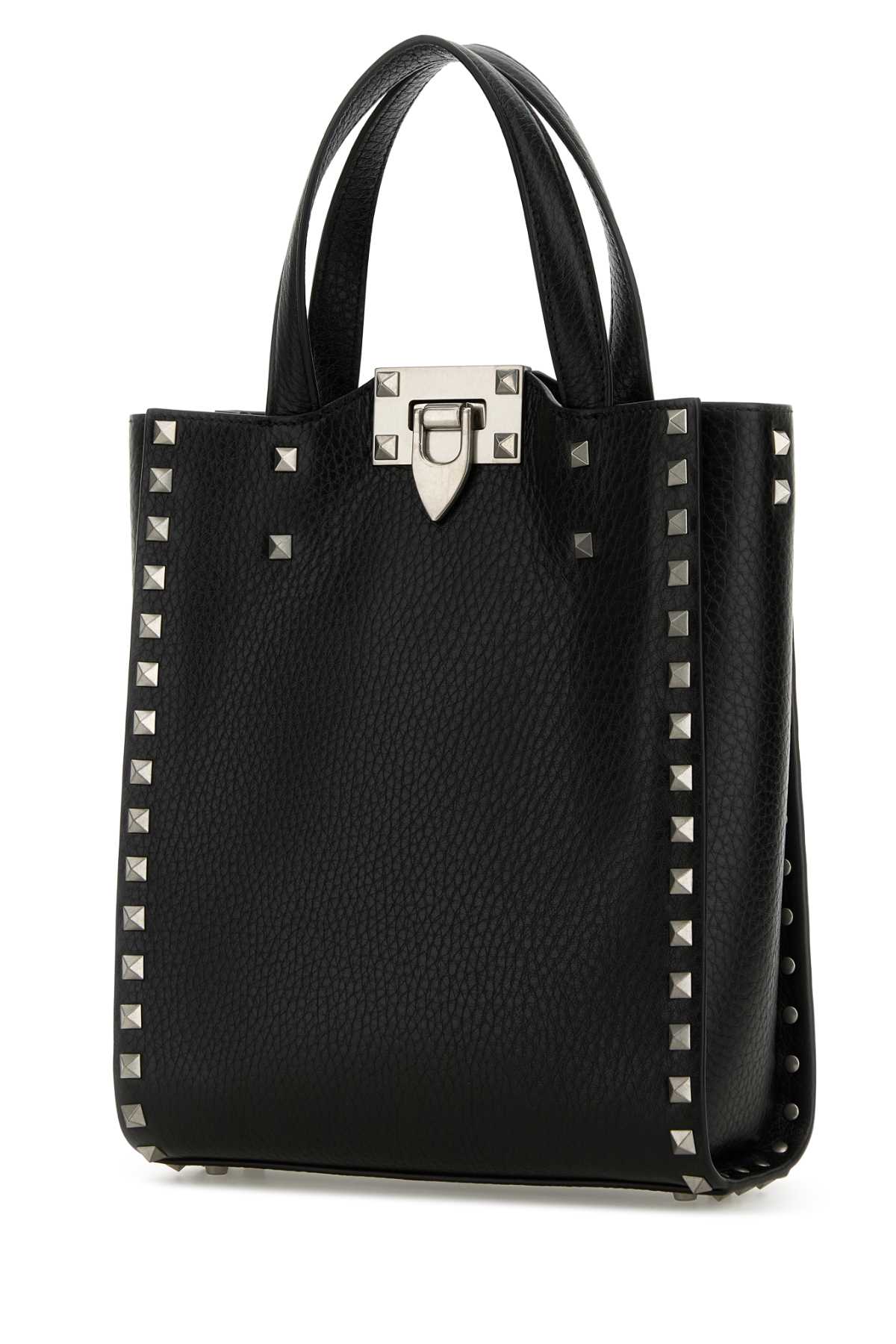 Valentino Garavani Men Black Leather Rockstud Handbag