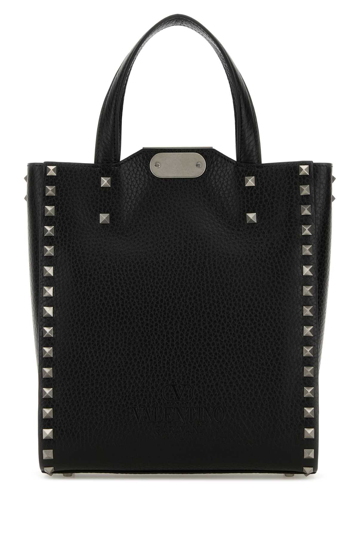 Valentino Garavani Men Black Leather Rockstud Handbag