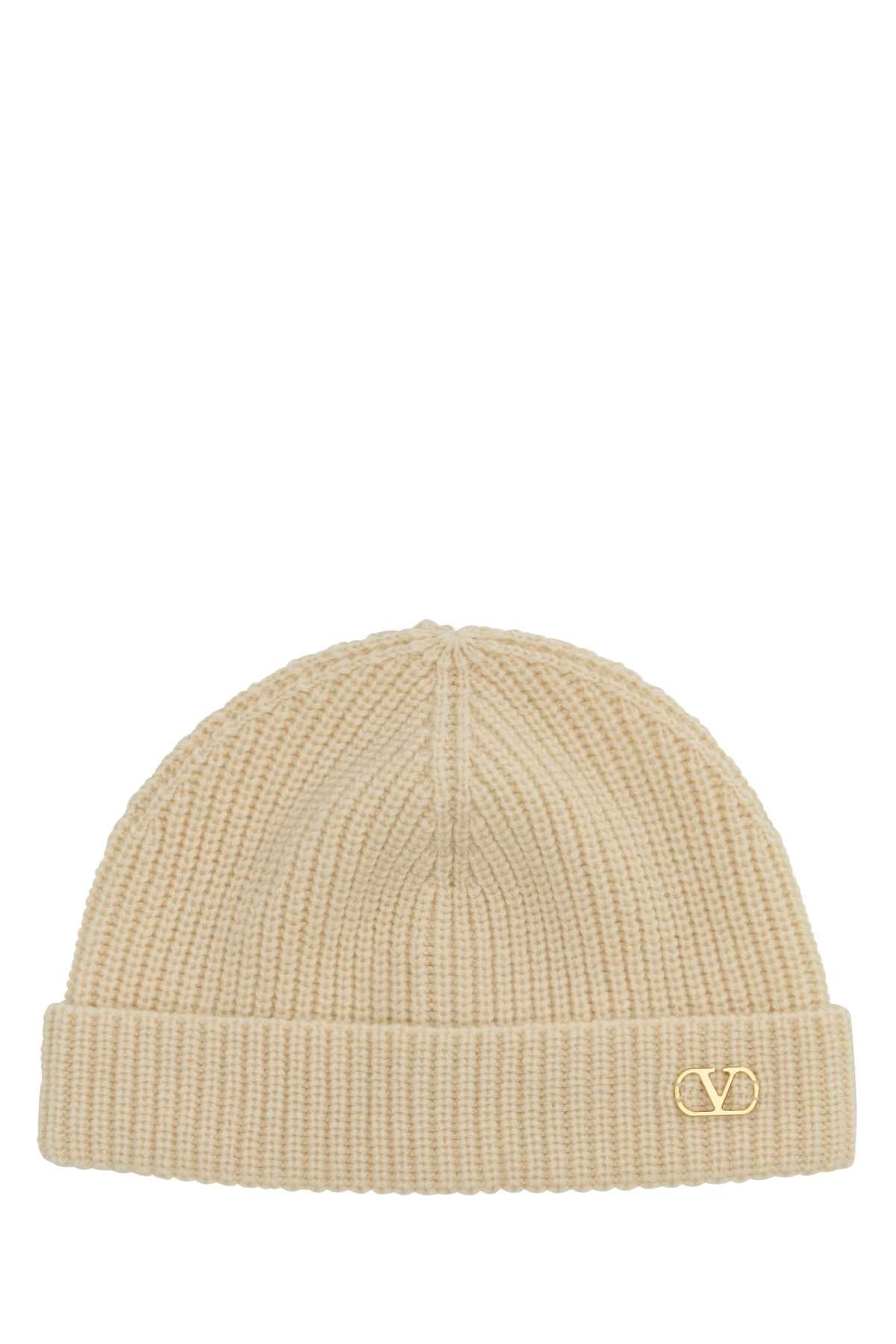 Valentino Garavani Men Sand Cashmere Beanie Hat DestGlow