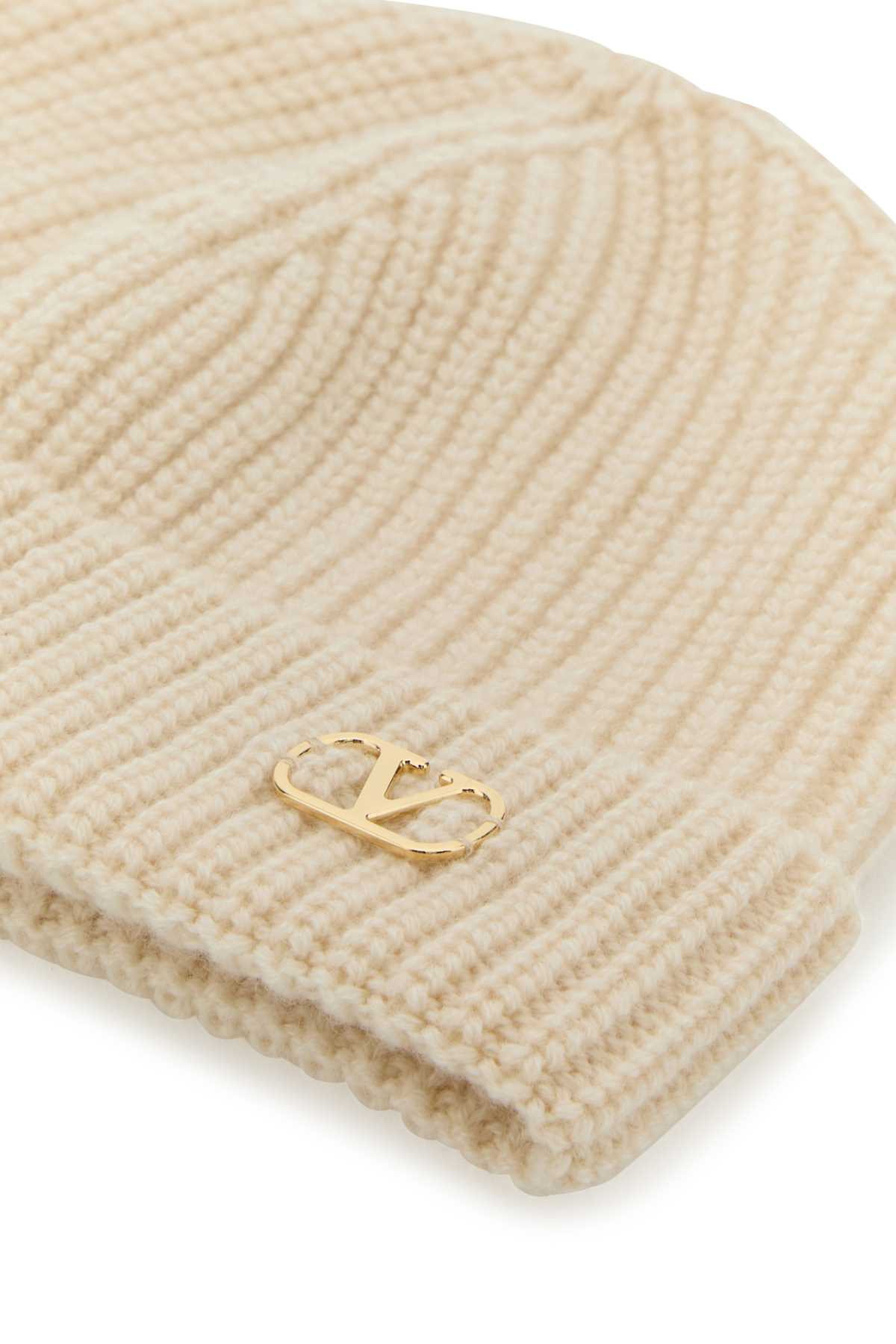 Valentino Garavani Men Sand Cashmere Beanie Hat DestGlow