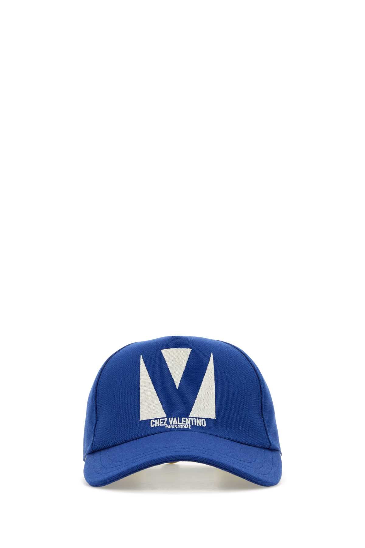 Valentino Garavani Men Electric Blue Cotton Baseball Cap DestGlow