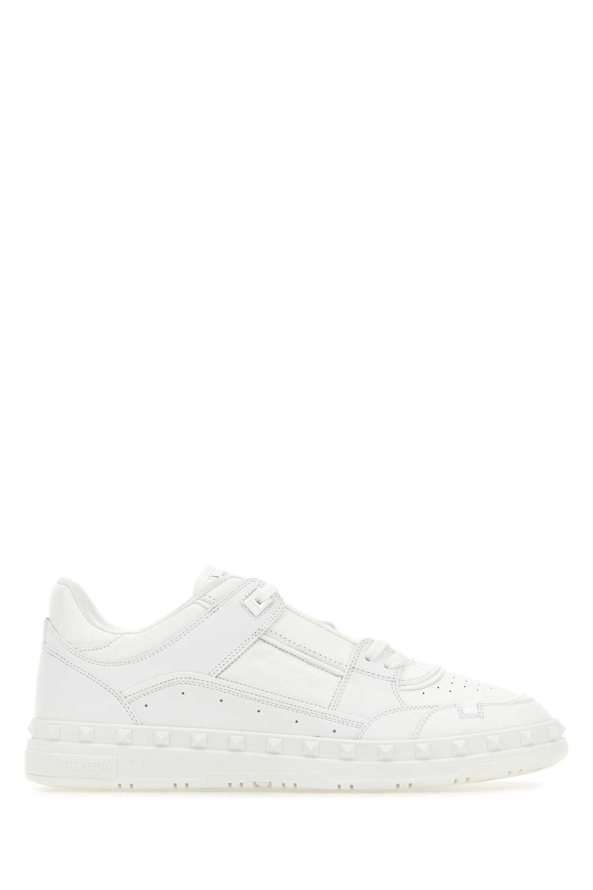 Valentino Garavani Men White Leather Freedots Sneakers by Luosophy