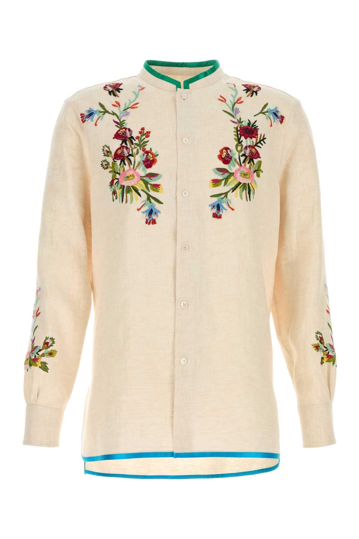 Valentino garavani men ivory linen shirt DestGlow