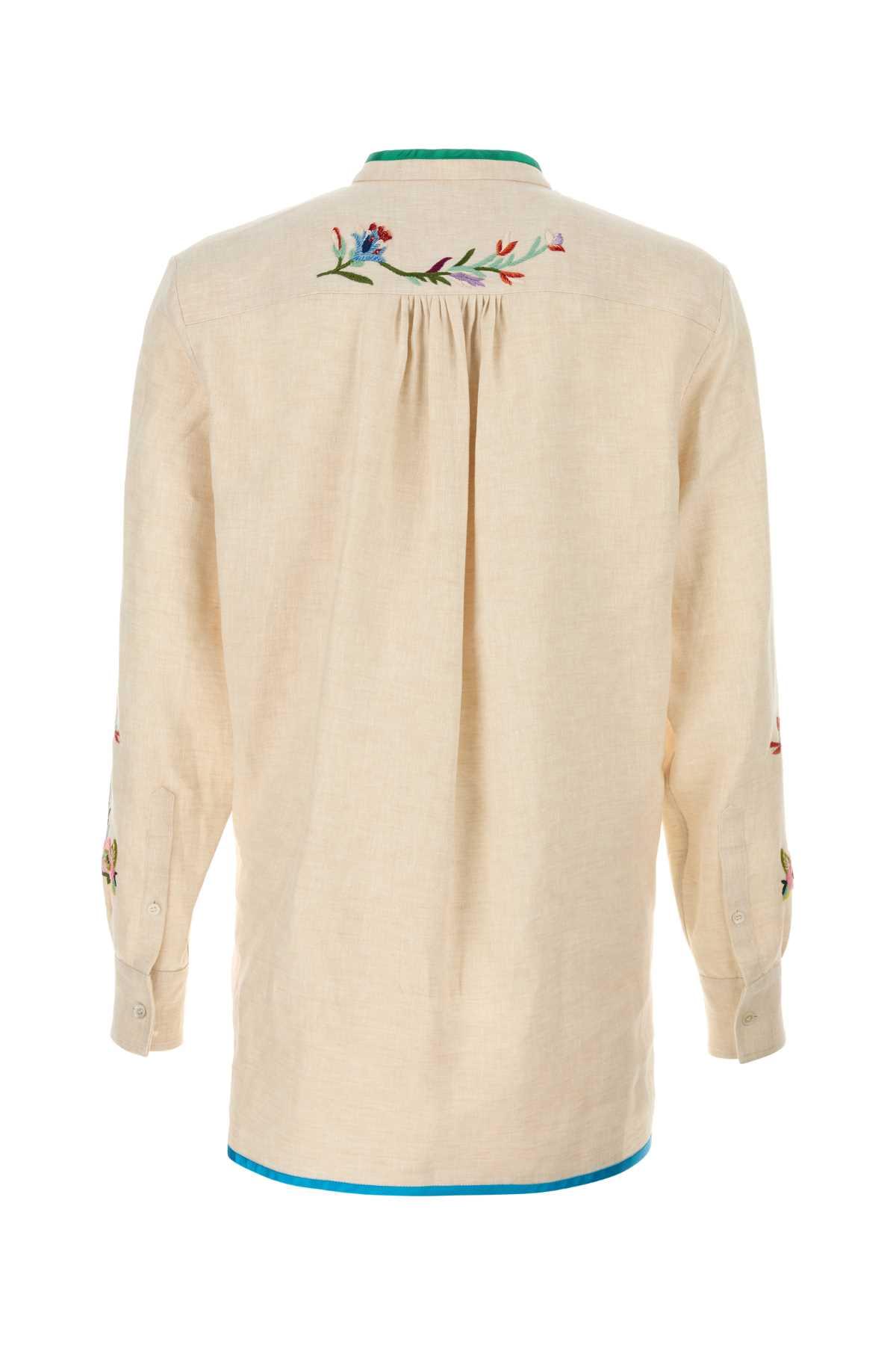 Valentino garavani men ivory linen shirt DestGlow