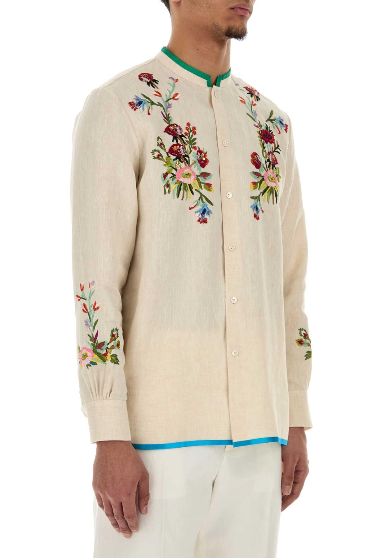 Valentino garavani men ivory linen shirt DestGlow