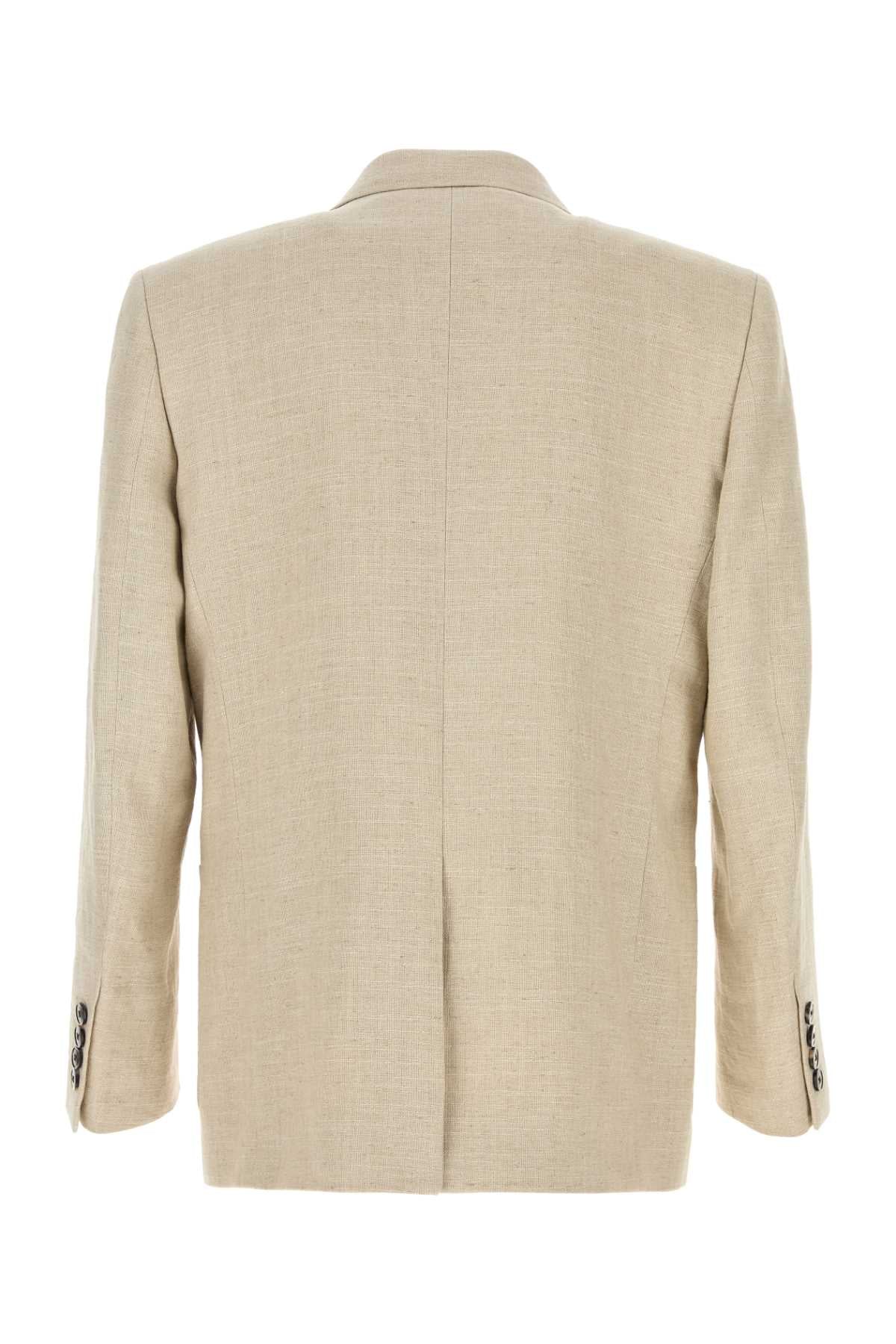 Valentino Garavani Men Beige Linen Blend Blazer DestGlow