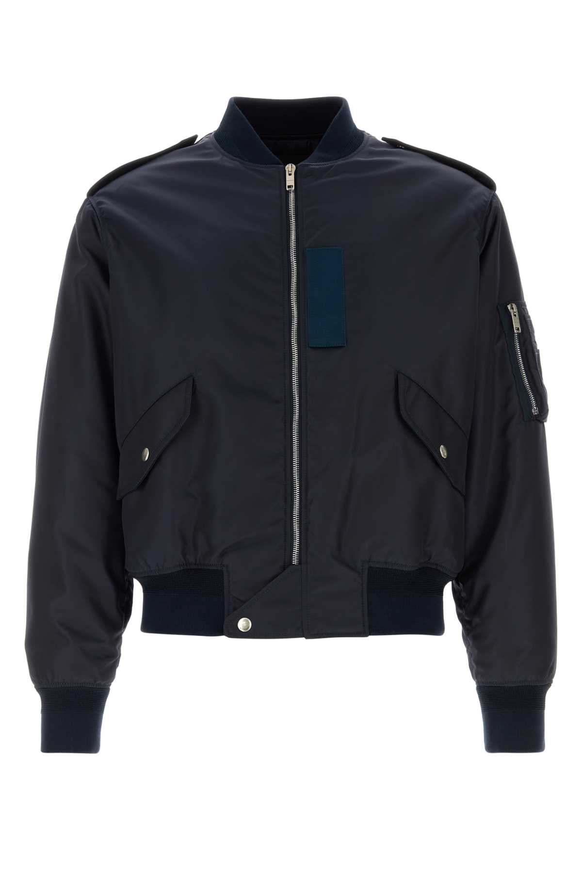 Givenchy Men Navy Blue Nylon Bomber Jacket by Luosophy