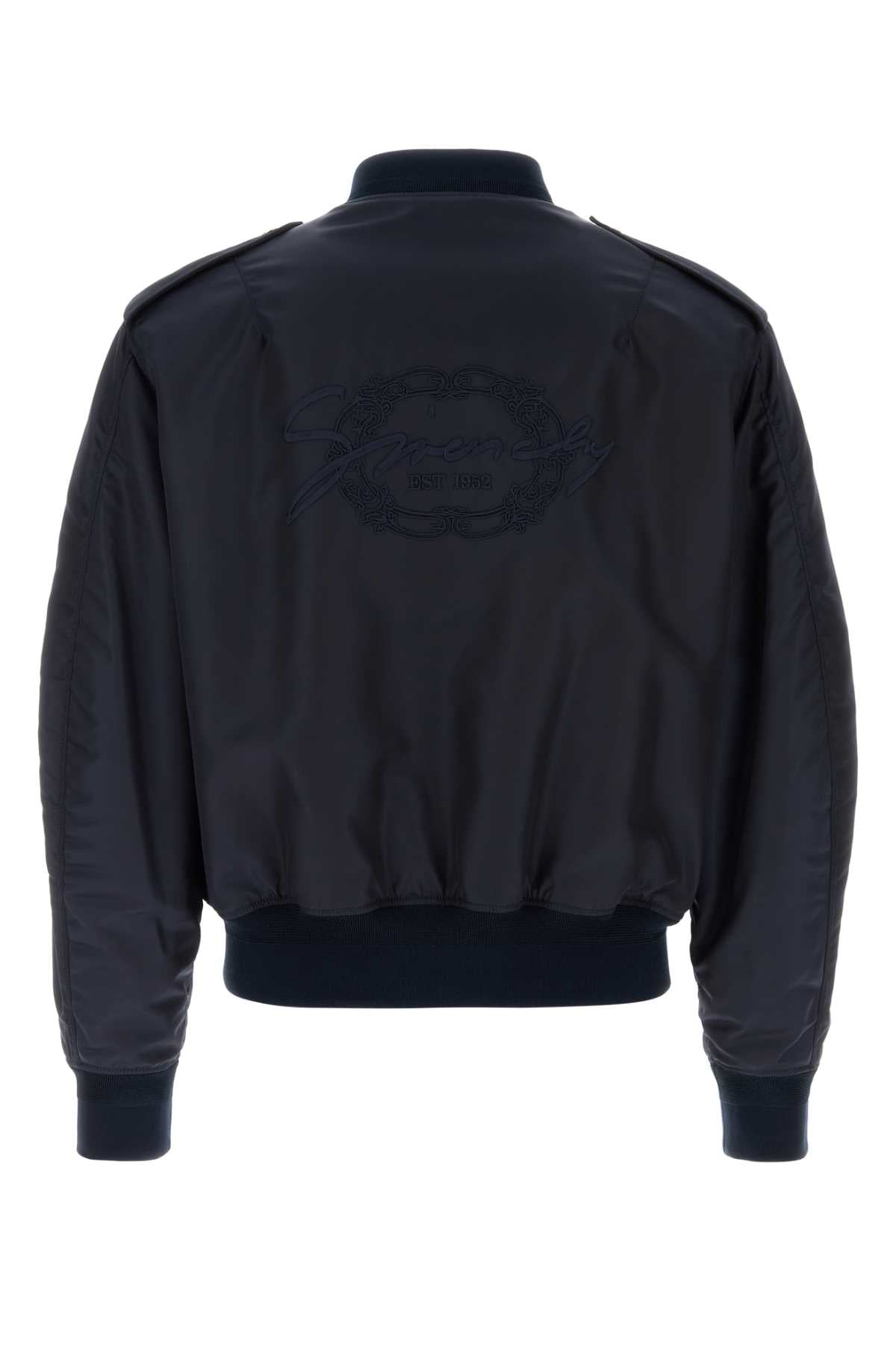 Givenchy Men Navy Blue Nylon Bomber Jacket by Luosophy