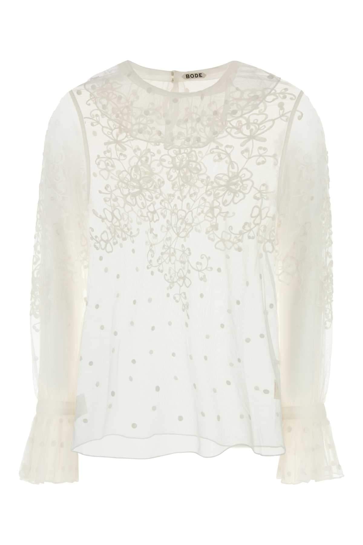 Bode Women White Mesh Middlemist Blouse DestGlow
