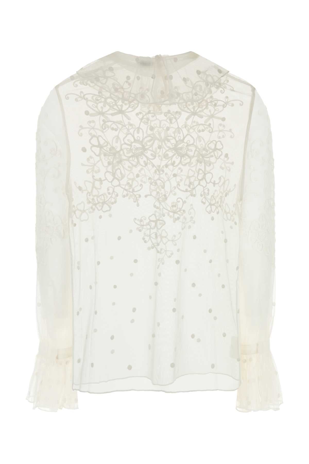 Bode Women White Mesh Middlemist Blouse DestGlow