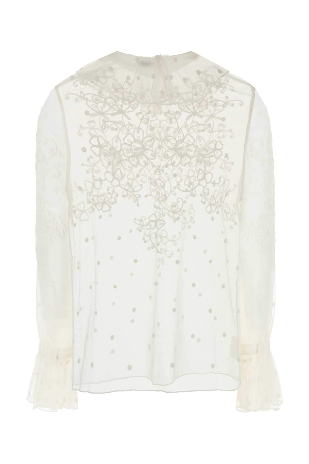 Bode Women White Mesh Middlemist Blouse DestGlow