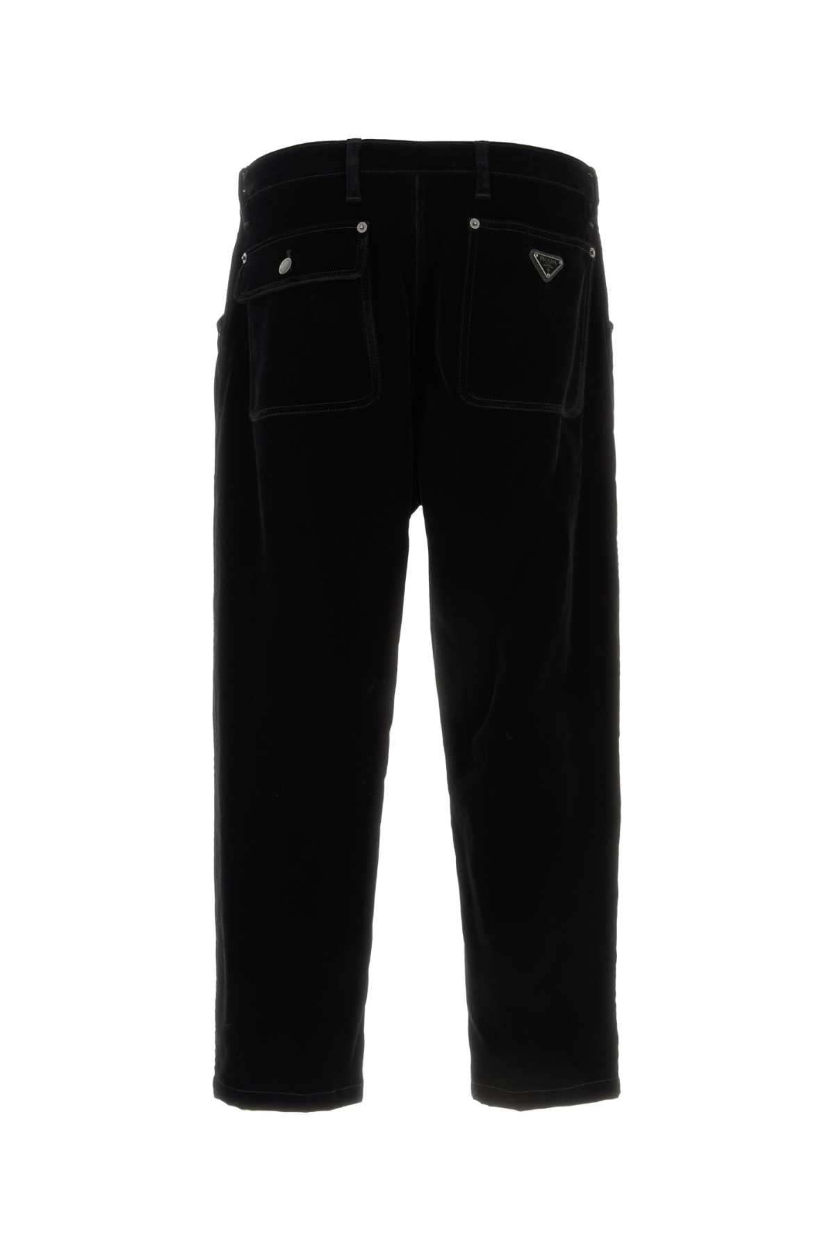 Prada Men Black Velvet Denim Pant DestGlow