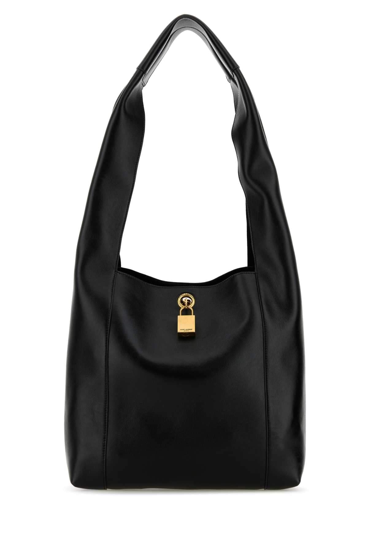 Saint Laurent Women Black Leather Tanger Shopping Bag DestGlow