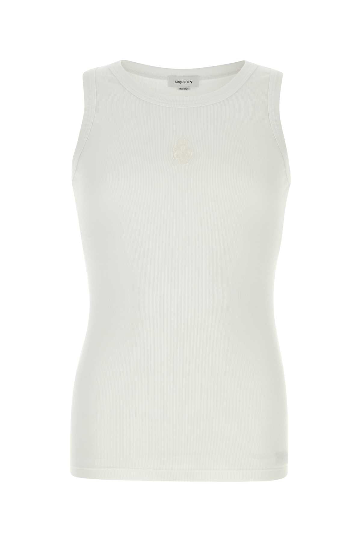 Alexander Mcqueen Men White Stretch Cotton Tank Top by Luosophy