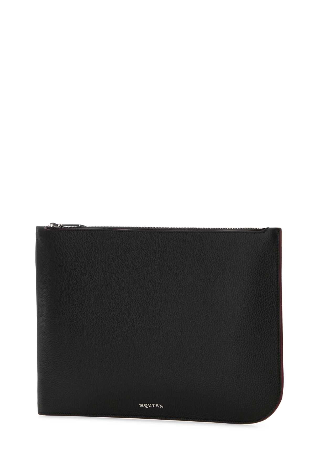 Alexander Mcqueen Men Black Leather Large Sling Pouch by Luosophy