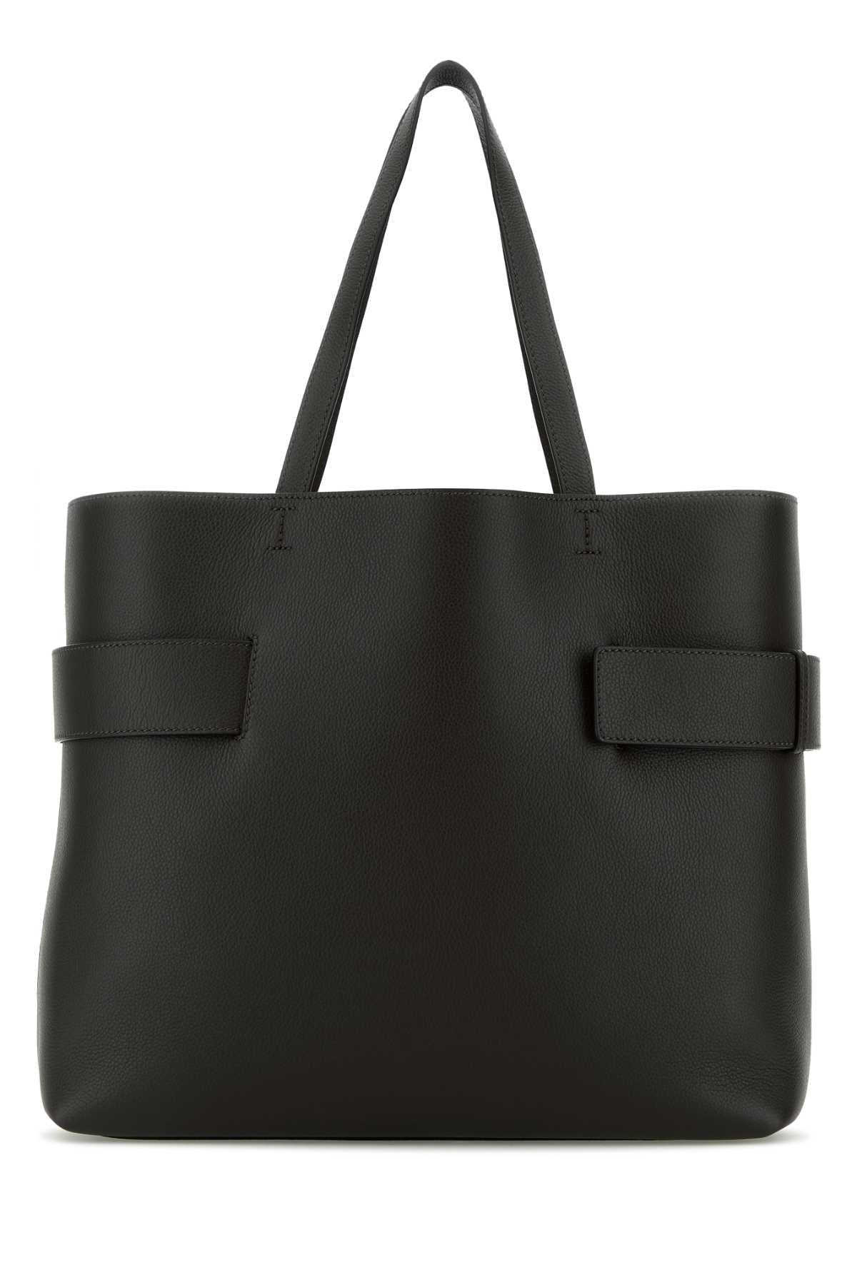 Alexander Mcqueen Women Black Leather T-Bar Shopping Bag DestGlow