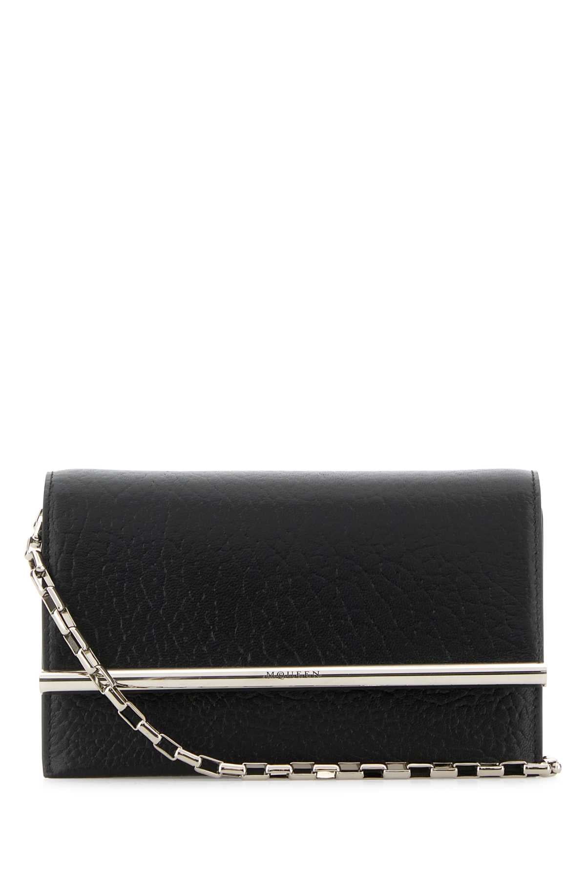 Alexander Mcqueen Women Black Leather Mini Cross-Bar Clutch DestGlow