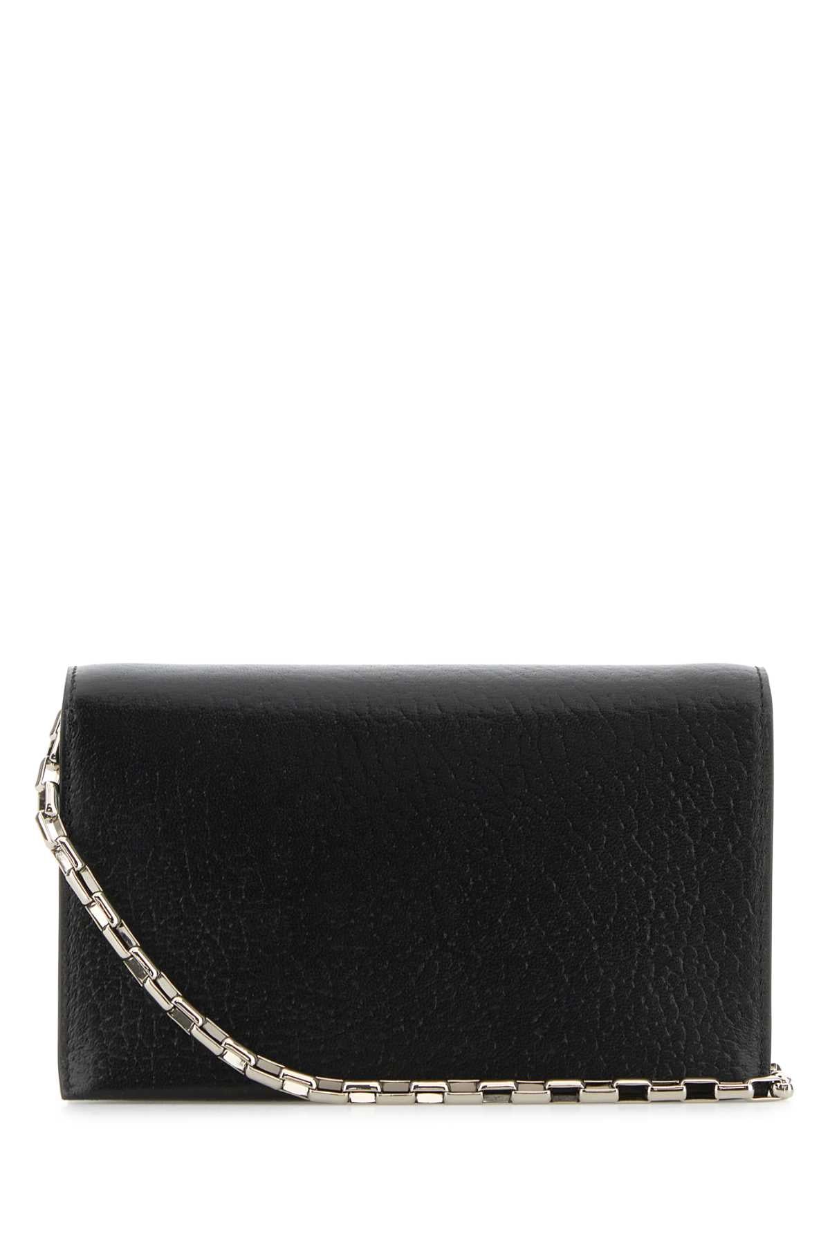 Alexander Mcqueen Women Black Leather Mini Cross-Bar Clutch DestGlow