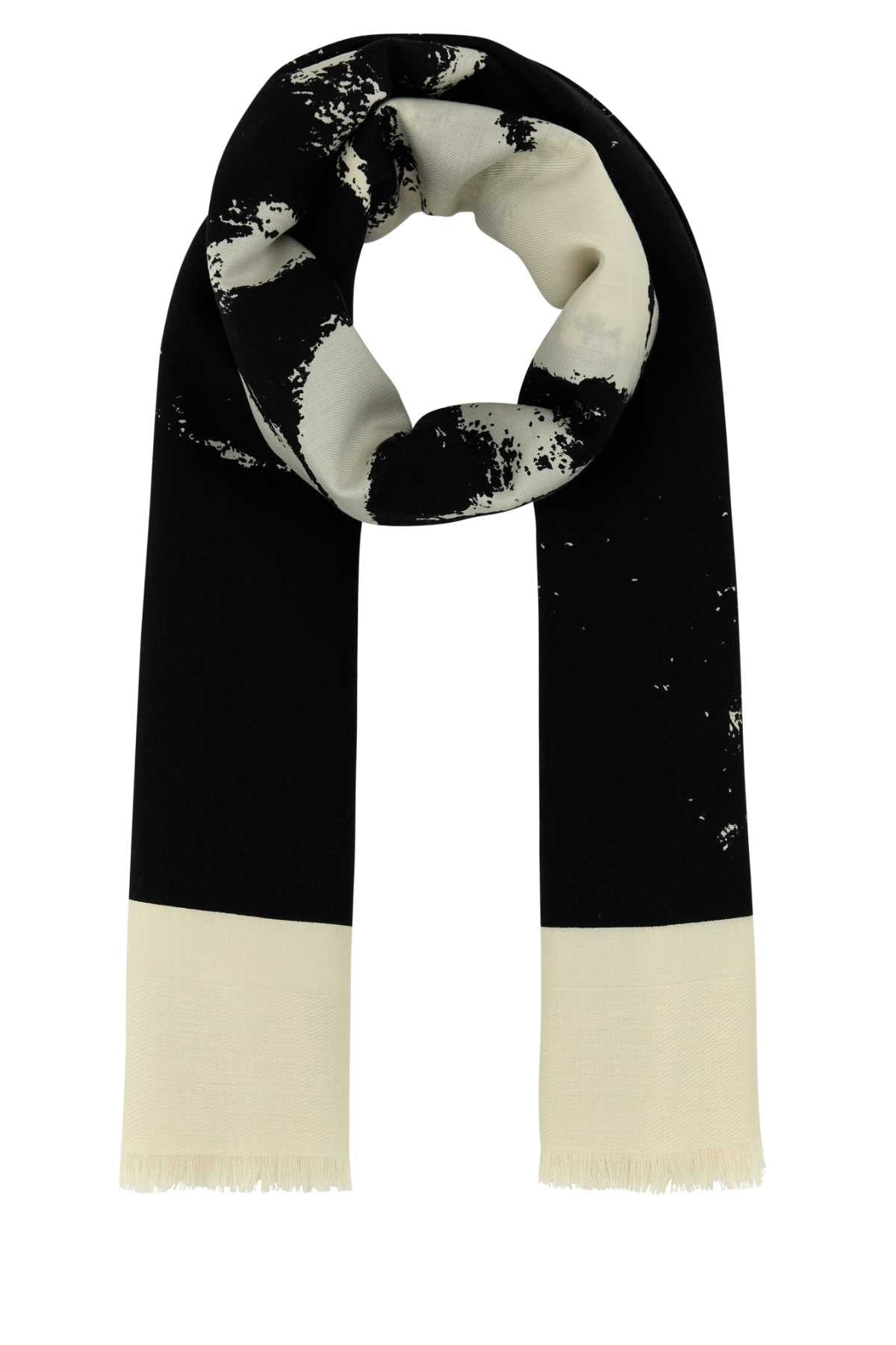 Alexander Mcqueen Women Ivory Silk Blend Scarf DestGlow