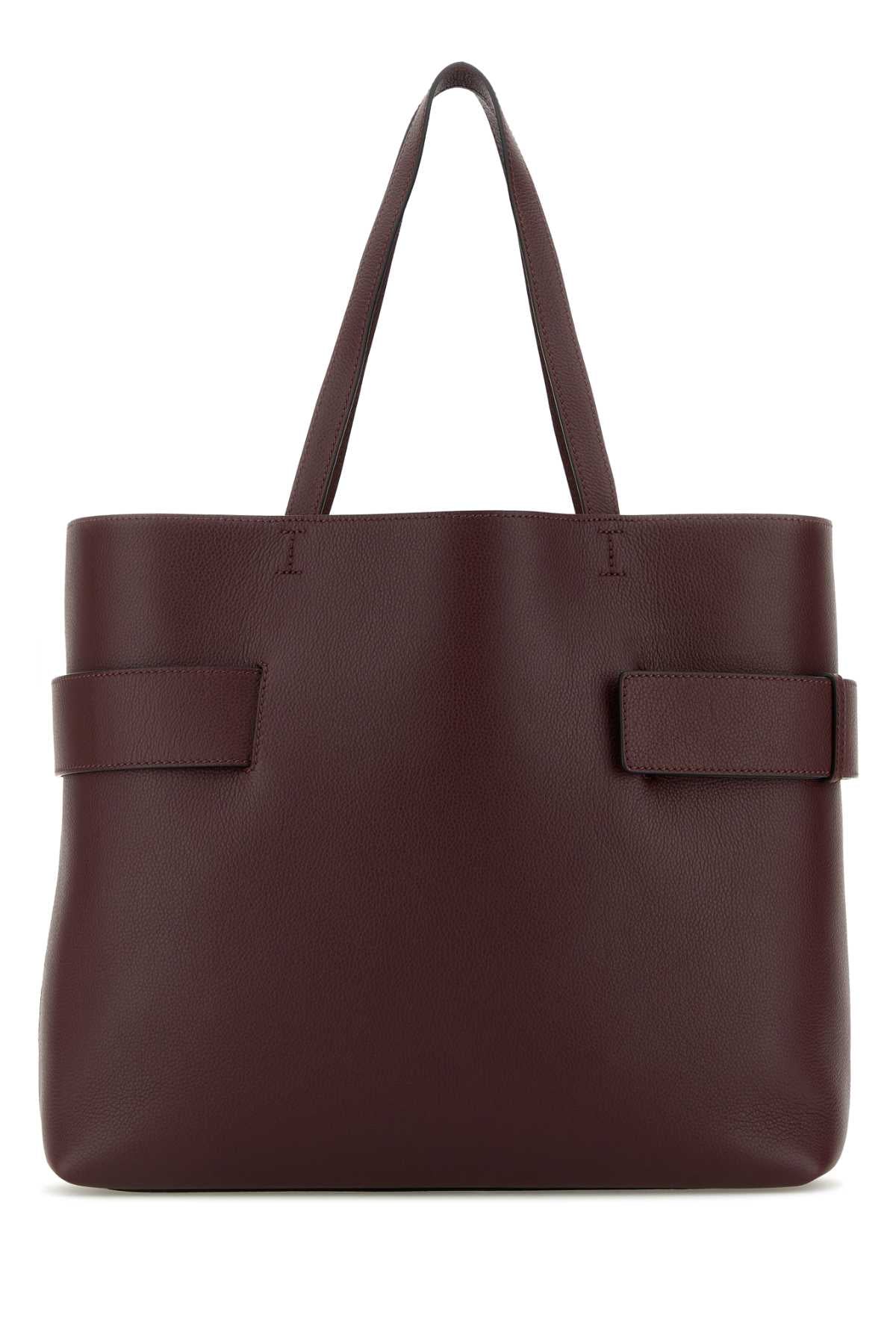 Alexander Mcqueen Women Tyrian Purple Leather T-Bar Shopping Bag DestGlow
