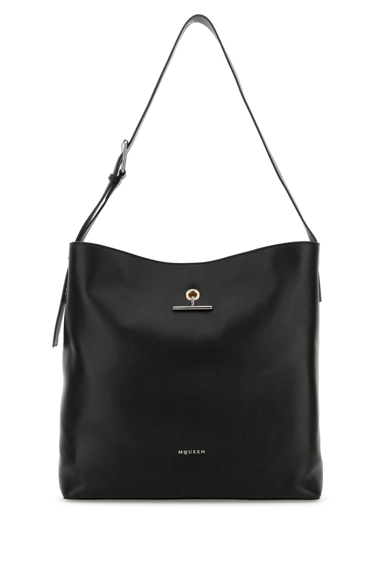Alexander Mcqueen Men Black Leather Pendant Shopping Bag DestGlow
