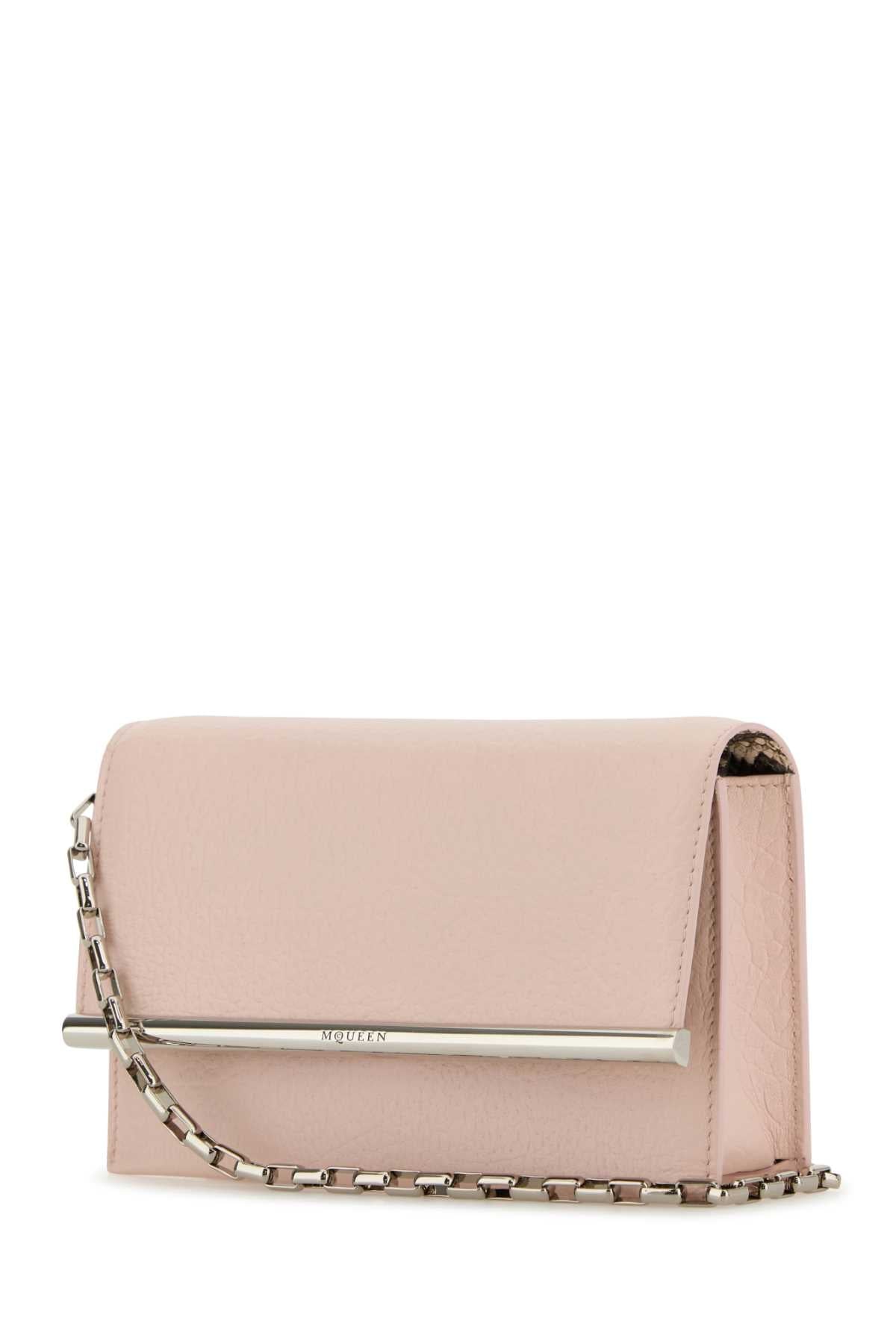 Alexander Mcqueen Women Pink Leather Mini Cross-Bar Clutch DestGlow