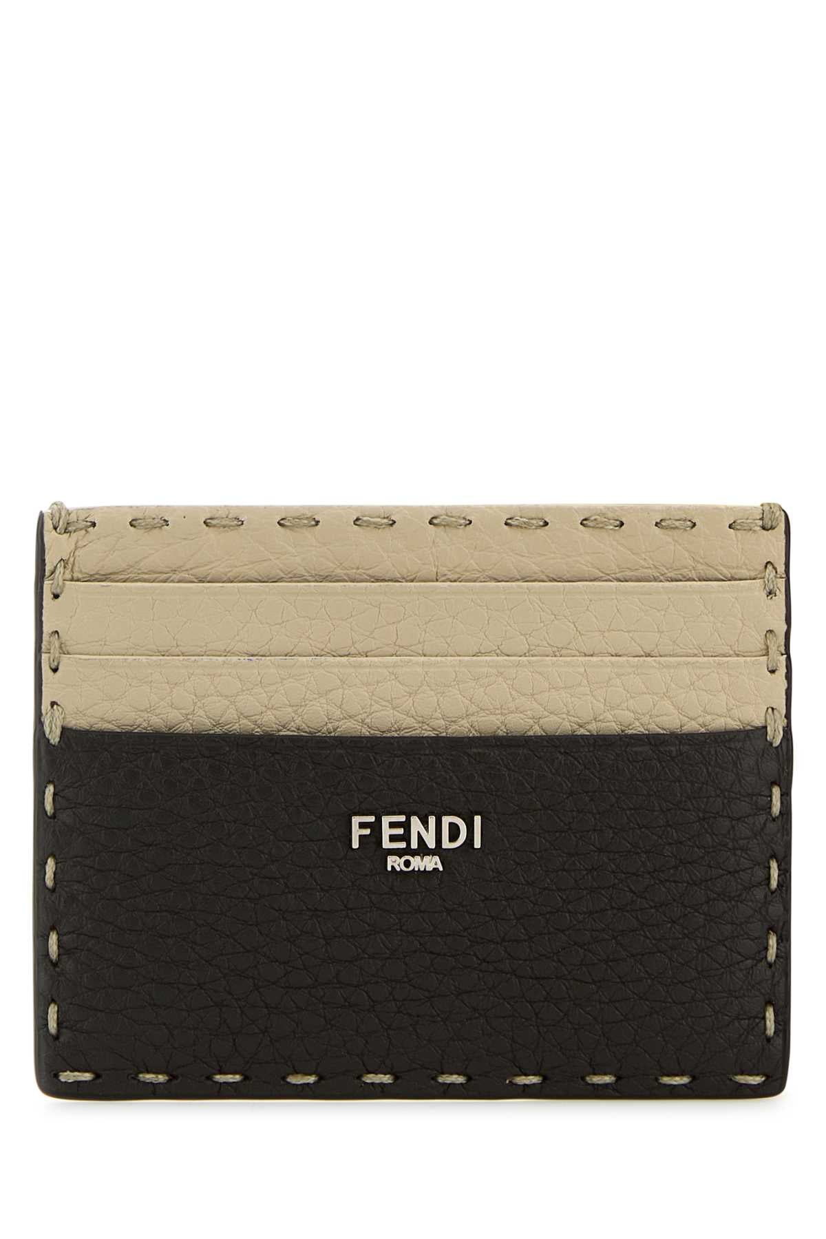 Fendi Men Two-Tone Leather Sellerie Card Holder by Luosophy
