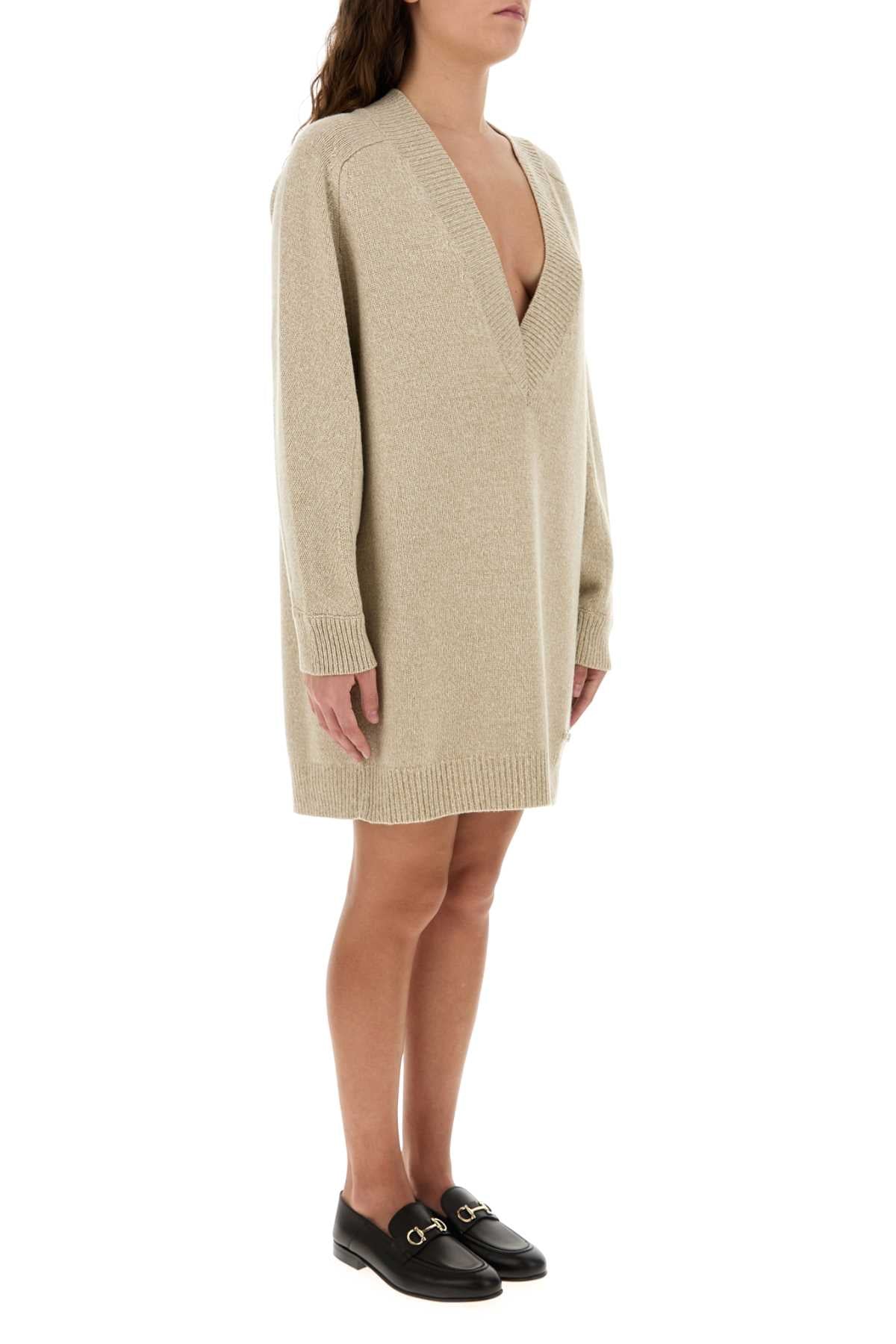 Versace Women Melange Beige Wool Blend Sweater Dress DestGlow
